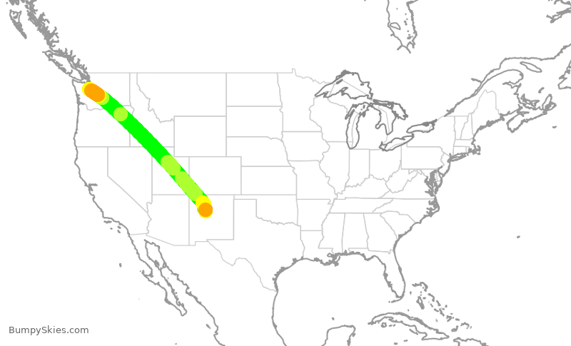 Turbulence forecast map for ASA344, ABQ to SEA