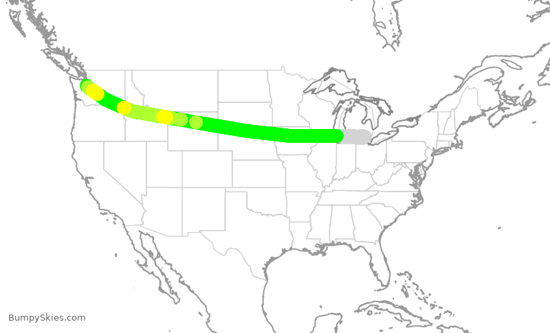 Turbulence forecast map for ASA344, DTW to SEA