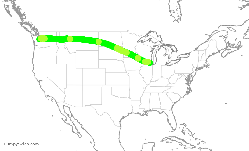 Turbulence forecast map for ASA346, SEA to ORD