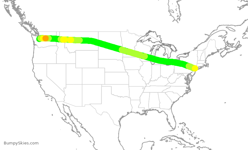 Turbulence forecast map for ASA34, SEA to JFK