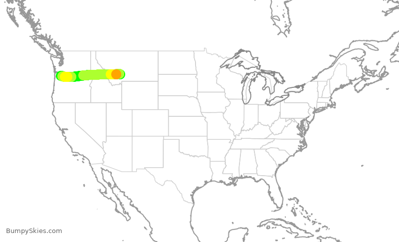 Turbulence forecast map for ASA350, BZN to PDX