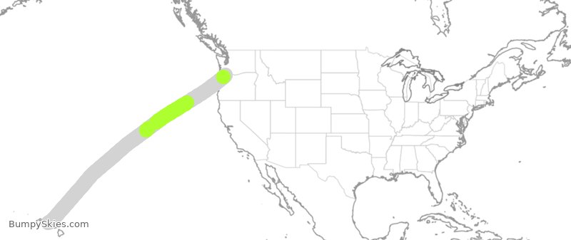 Turbulence forecast map for ASA354, HNL to PDX