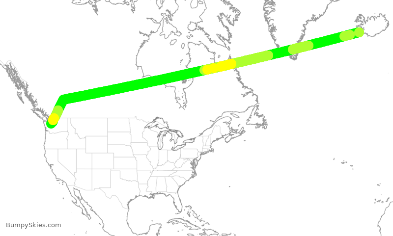 Turbulence forecast map for ASA355, KEF to SEA