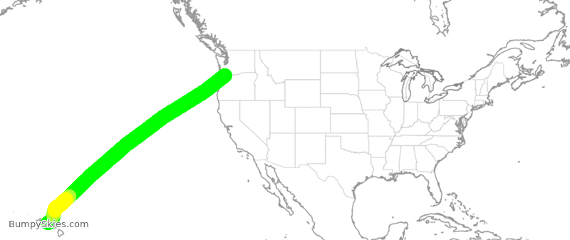 Turbulence forecast map for ASA355, PDX to HNL