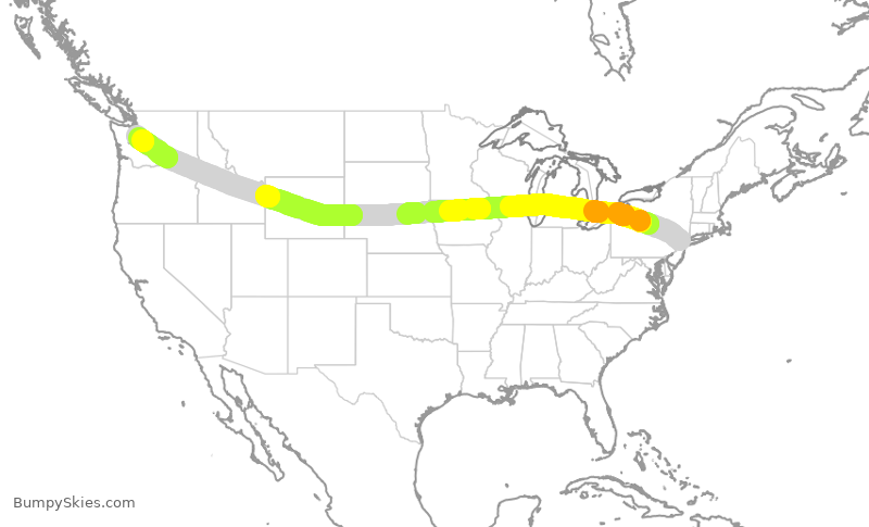 Turbulence forecast map for ASA356, EWR to SEA