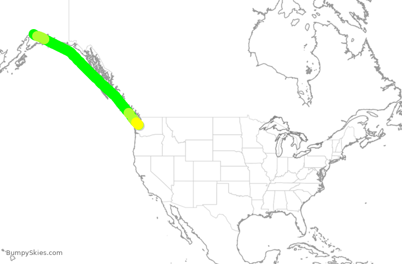 Turbulence forecast map for ASA357, SEA to ANC