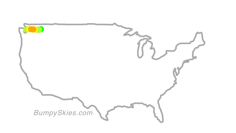Map of continental US with illustrated flight path and turbulence forecast (described in text below)