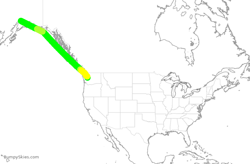 Turbulence forecast map for ASA363, ANC to SEA