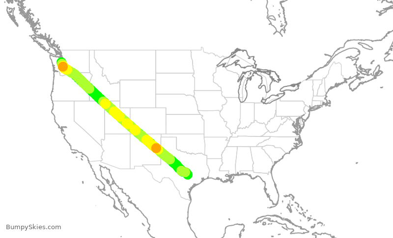 Turbulence forecast map for ASA372, SEA to AUS