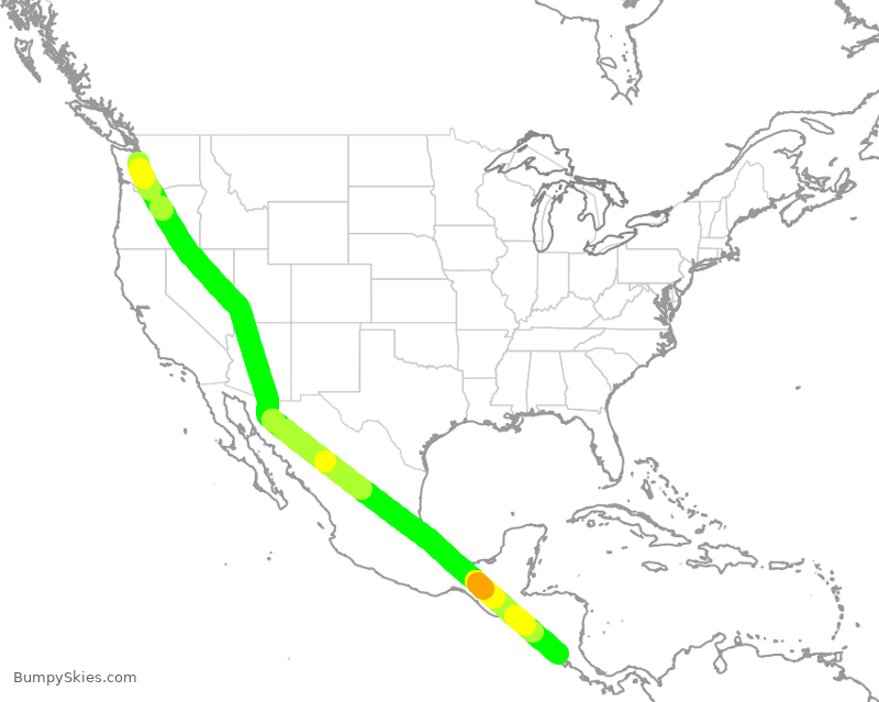 Turbulence forecast map for ASA373, SEA to RLB