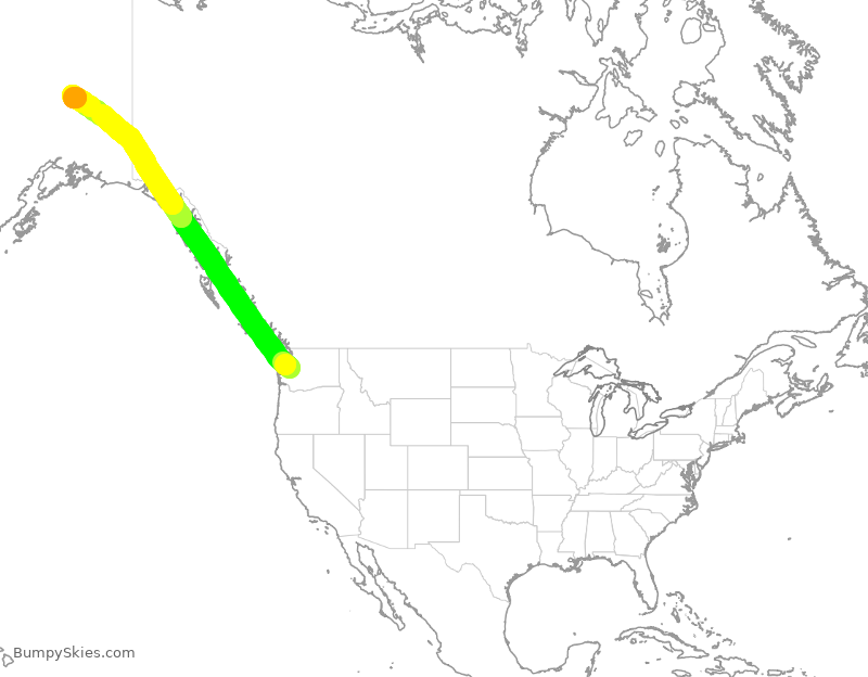 Turbulence forecast map for ASA374, SEA to AFA