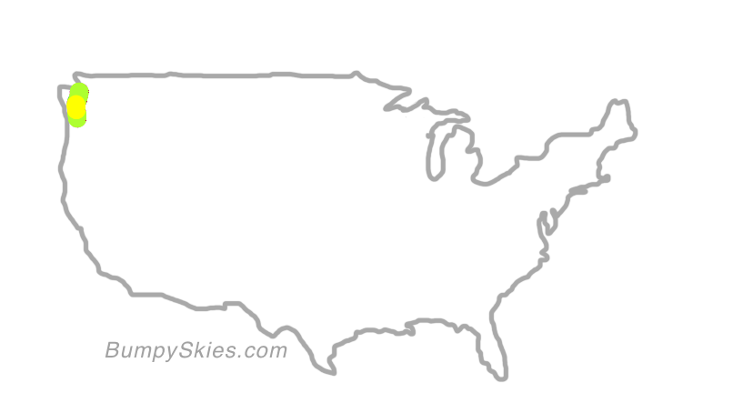 Map of continental US with illustrated flight path and turbulence forecast (described in text below)
