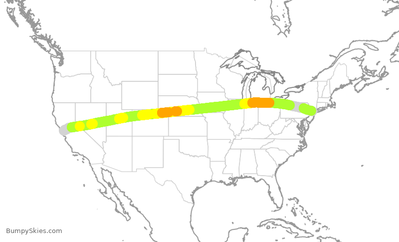 Turbulence forecast map for ASA376, SFO to EWR