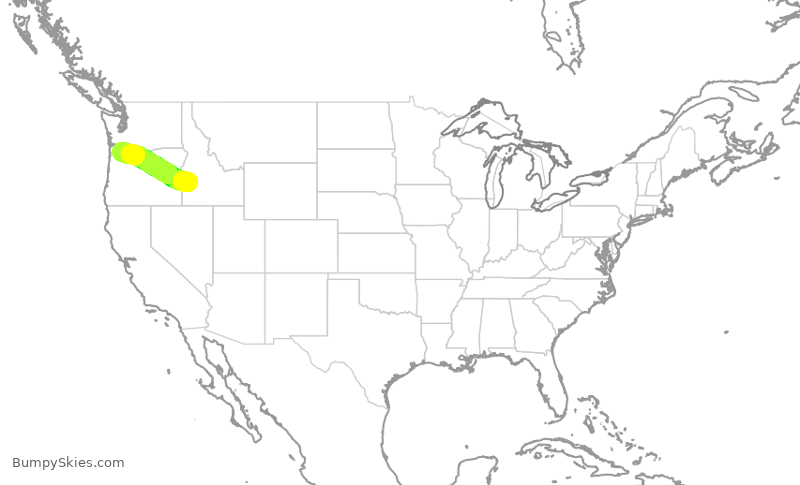 Turbulence forecast map for ASA381, BOI to PDX