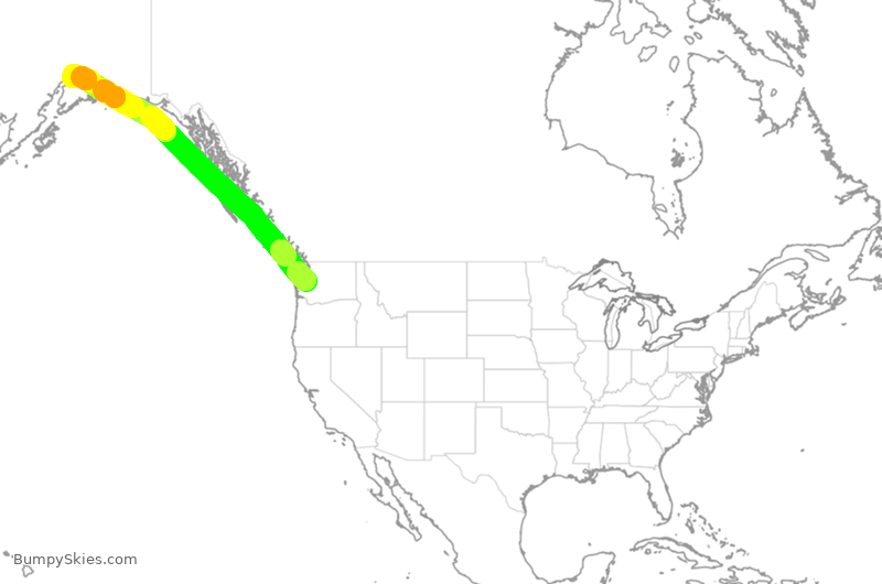 Turbulence forecast map for ASA386, SEA to ANC