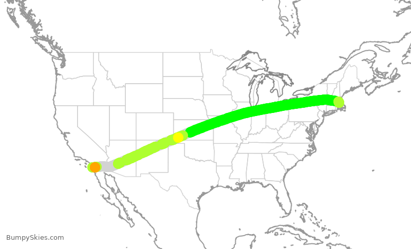 Turbulence forecast map for ASA389, SAN to BOS