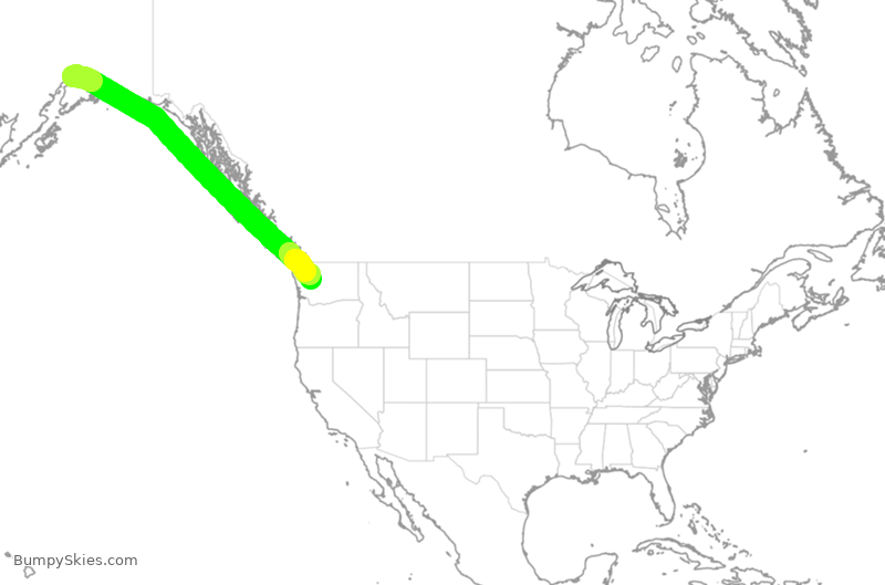 Turbulence forecast map for ASA38, ANC to SEA