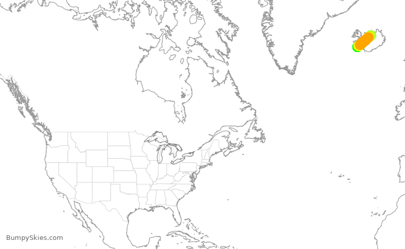 Turbulence forecast map for ASA3936, KEF to AEY