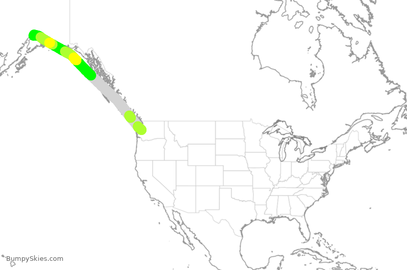 Turbulence forecast map for ASA393, SEA to ANC