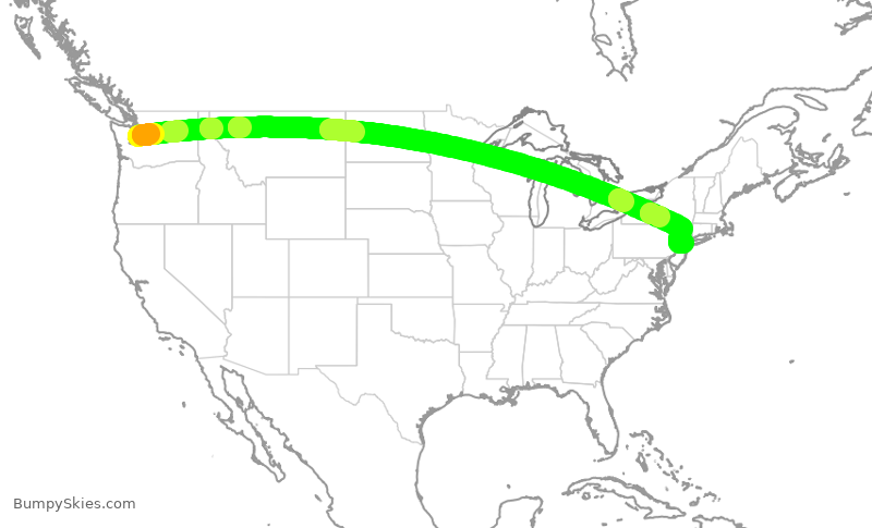 Turbulence forecast map for ASA395, SEA to EWR