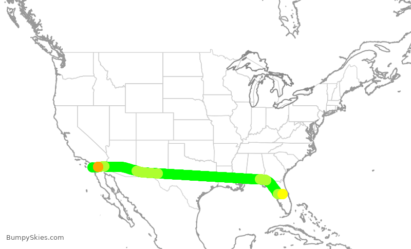 Turbulence forecast map for ASA397, MCO to SAN