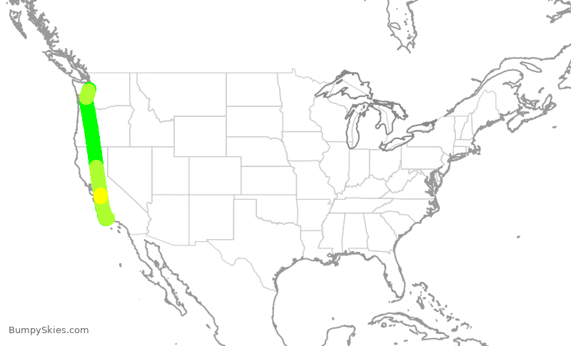 Turbulence forecast map for ASA400, SBA to SEA
