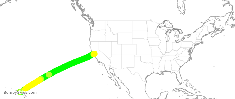 Turbulence forecast map for ASA400, HNL to SJC