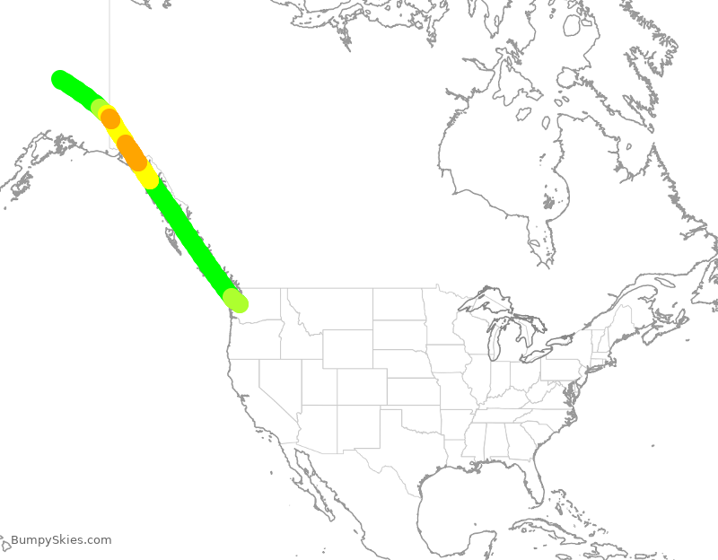 Turbulence forecast map for ASA402, SEA to AFA