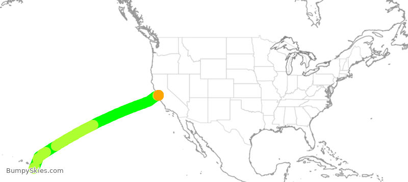 Turbulence forecast map for ASA404, KOA to SFO