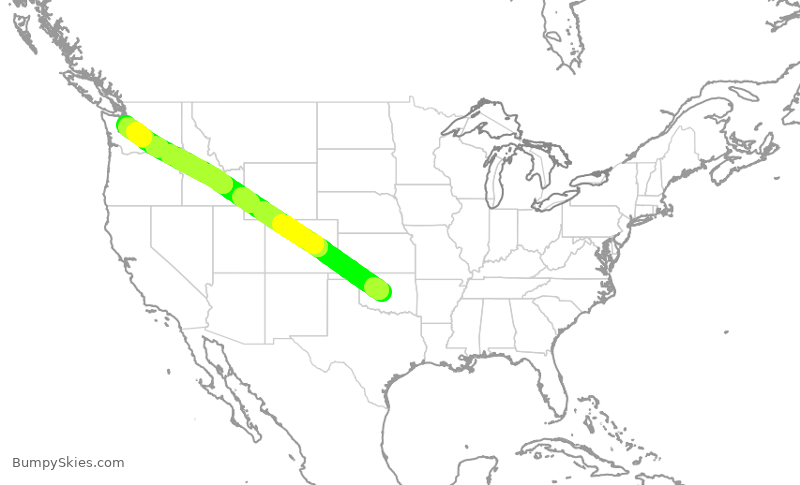 Turbulence forecast map for ASA405, OKC to SEA