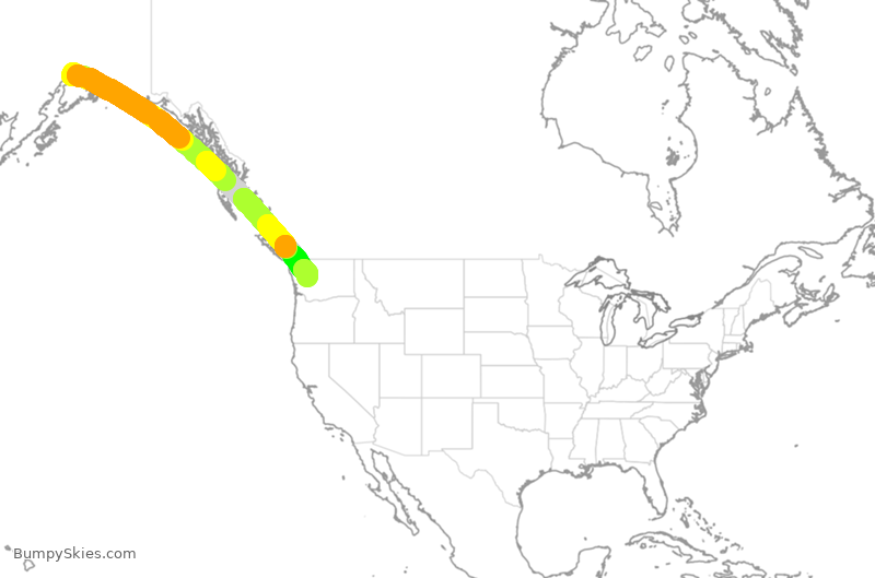 Turbulence forecast map for ASA408, ANC to SEA