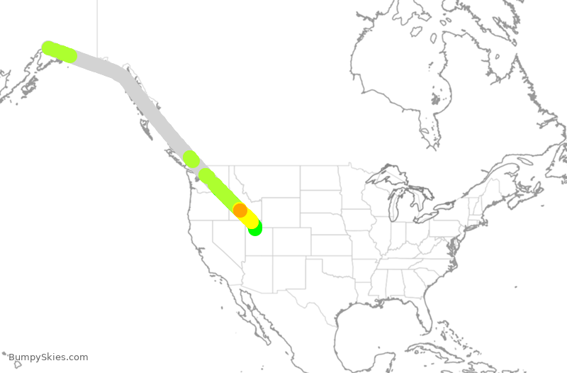 Turbulence forecast map for ASA40, ANC to SLC