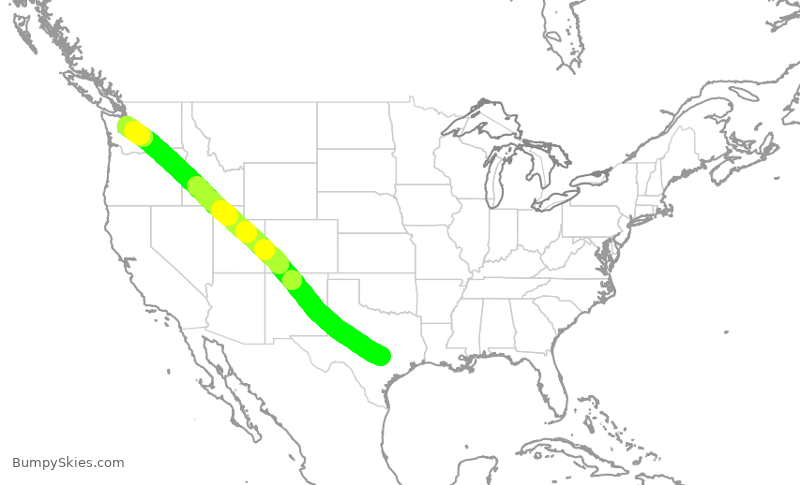 Turbulence forecast map for ASA416, AUS to SEA
