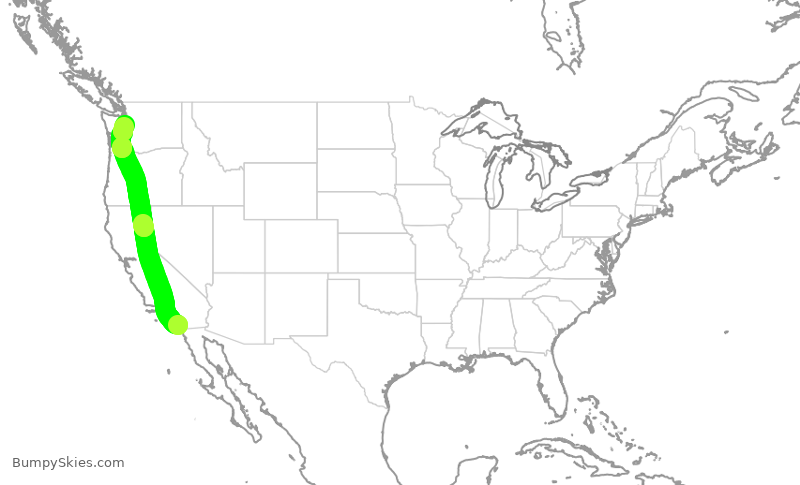 Turbulence forecast map for ASA417, SAN to SEA