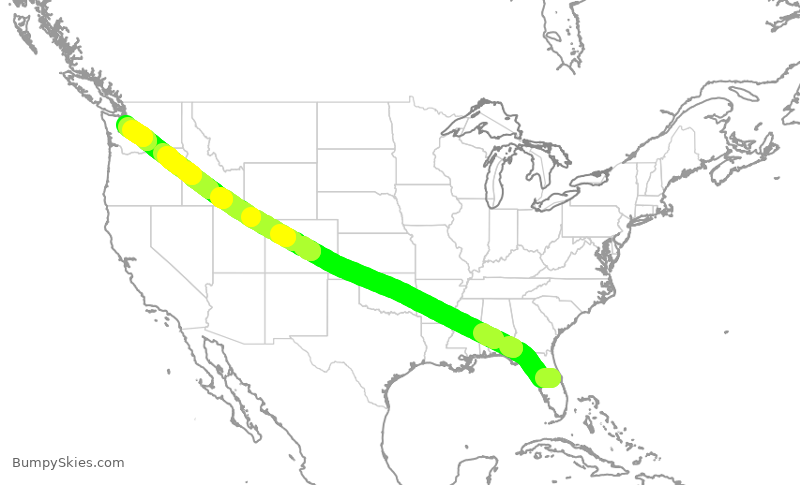 Turbulence forecast map for ASA419, MCO to SEA