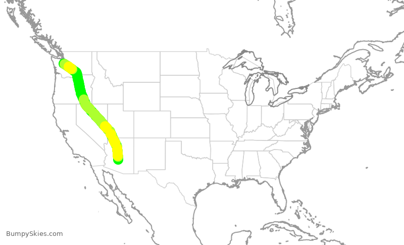 Turbulence forecast map for ASA425, PHX to SEA