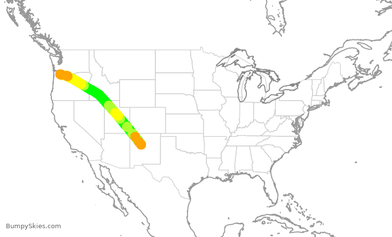 Turbulence forecast map for ASA426, ABQ to PDX