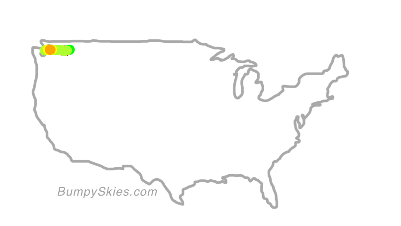Map of continental US with illustrated flight path and turbulence forecast (described in text below)