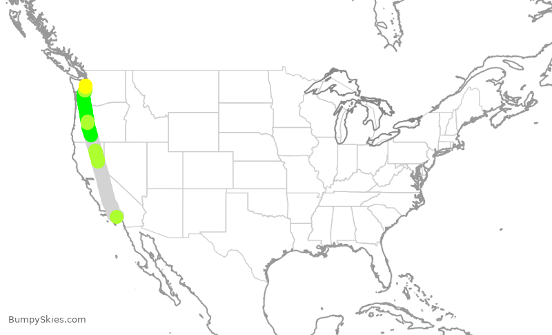 Turbulence forecast map for ASA427, LGB to SEA