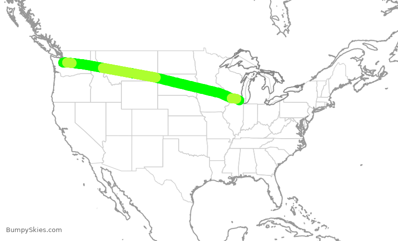Turbulence forecast map for ASA429, SEA to ORD