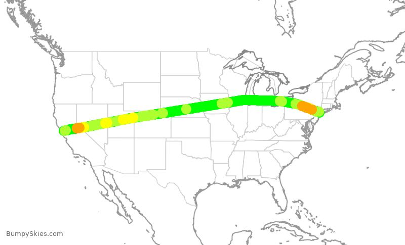 Turbulence forecast map for ASA42, SFO to JFK