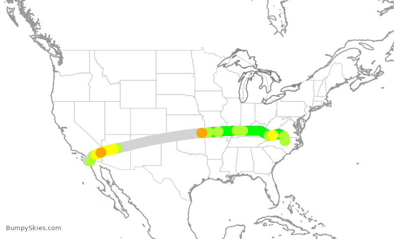 Turbulence forecast map for ASA430, SAN to RDU