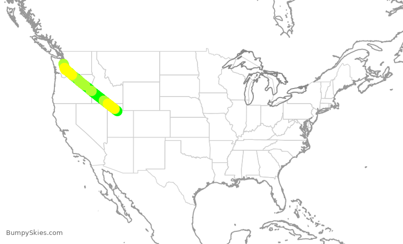 Turbulence forecast map for ASA430, SEA to SLC