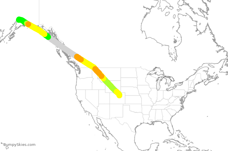 Turbulence forecast map for ASA432, DEN to ANC