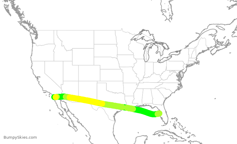 Turbulence forecast map for ASA432, SAN to TPA