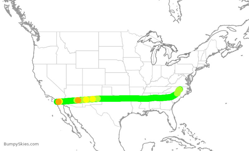 Turbulence forecast map for ASA434, SAN to RDU