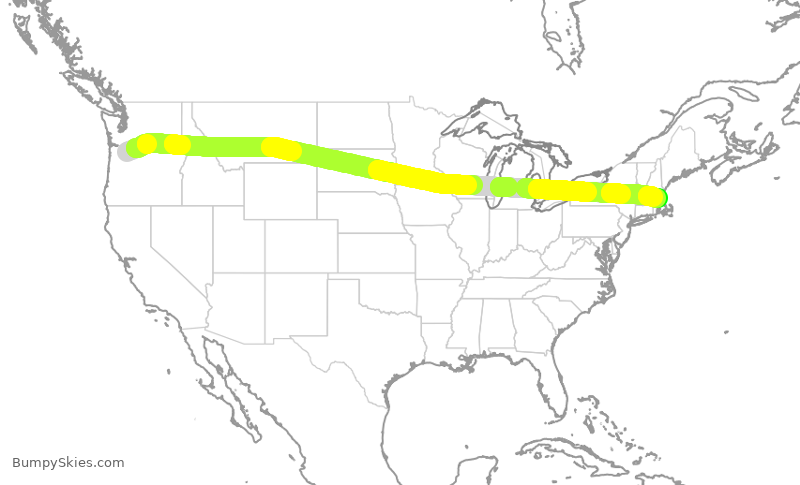 Turbulence forecast map for ASA436, PDX to BOS