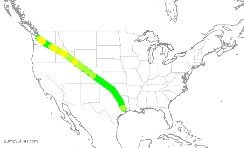 Turbulence forecast map for ASA439, IAH to SEA