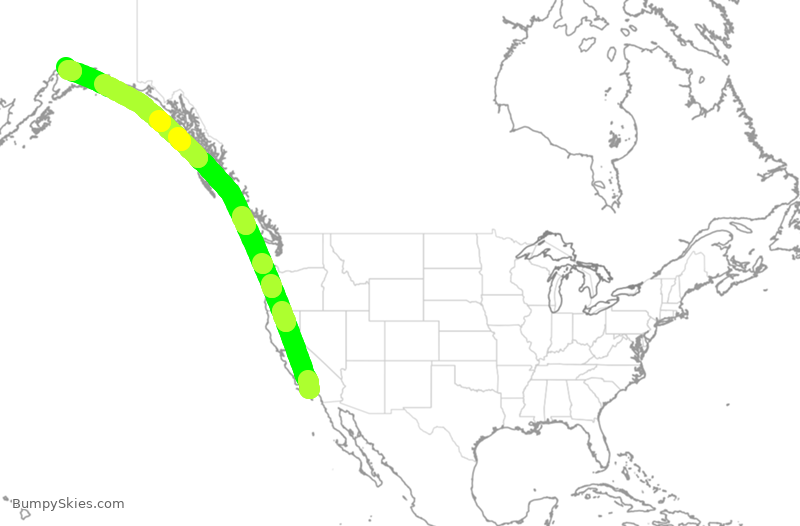 Turbulence forecast map for ASA43, LAX to ANC