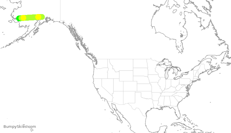 Turbulence forecast map for ASA43, ANC to ABE